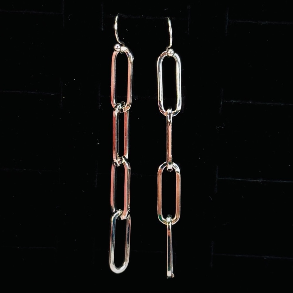 Silvertone Chain Link Pierced Dangle Earrings